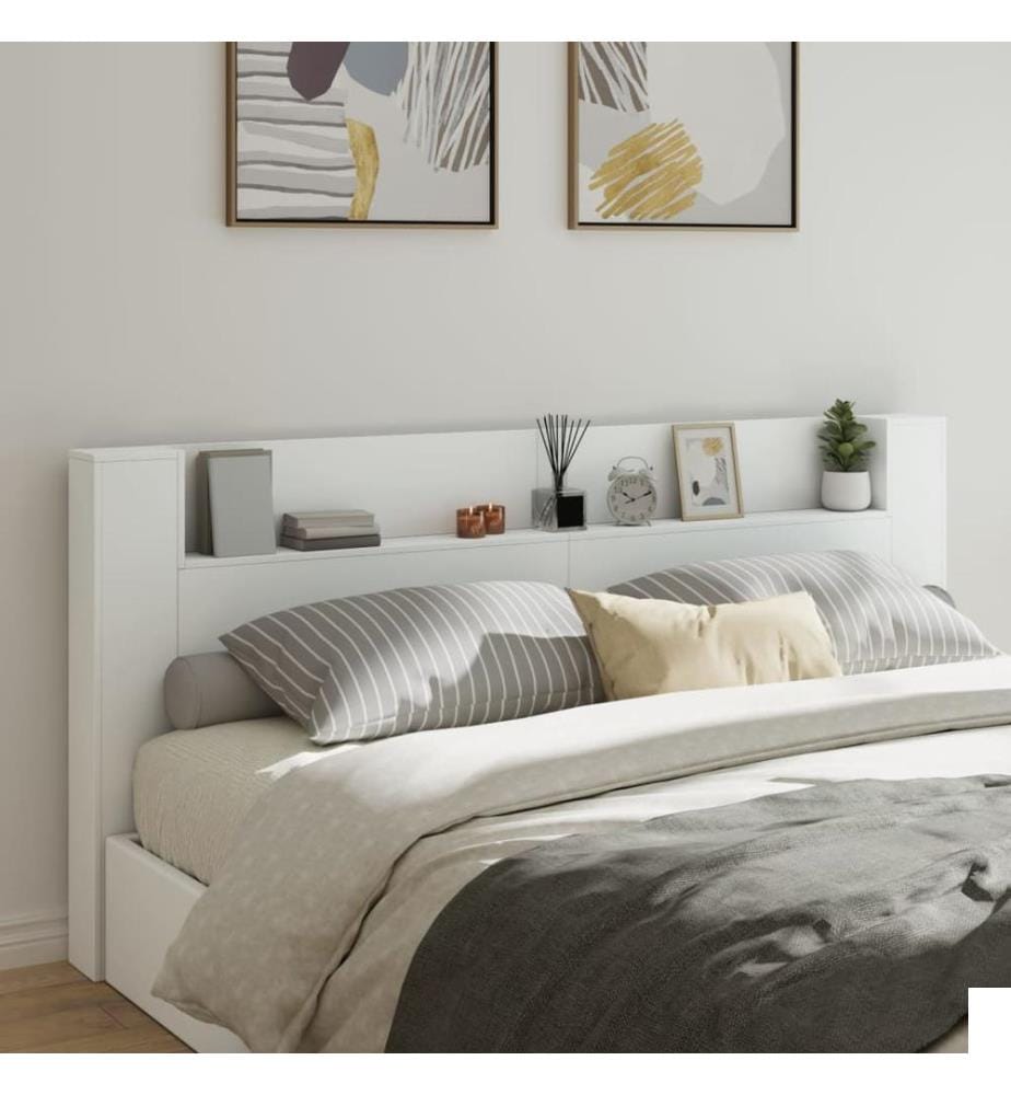 Armoire tête de lit avec LED blanc 220x16,5x103,5 cm