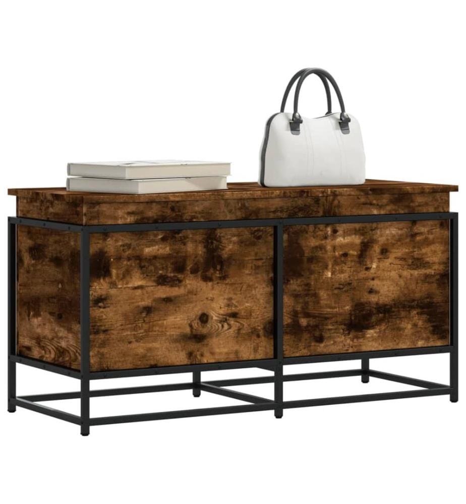 Boîte de rangement avec couvercle chêne fumé bois d'ingénierie