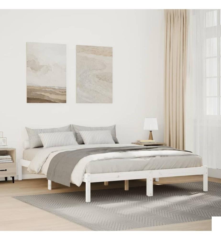 Cadre de lit extra long sans matelas 140x220 cm bois massif pin