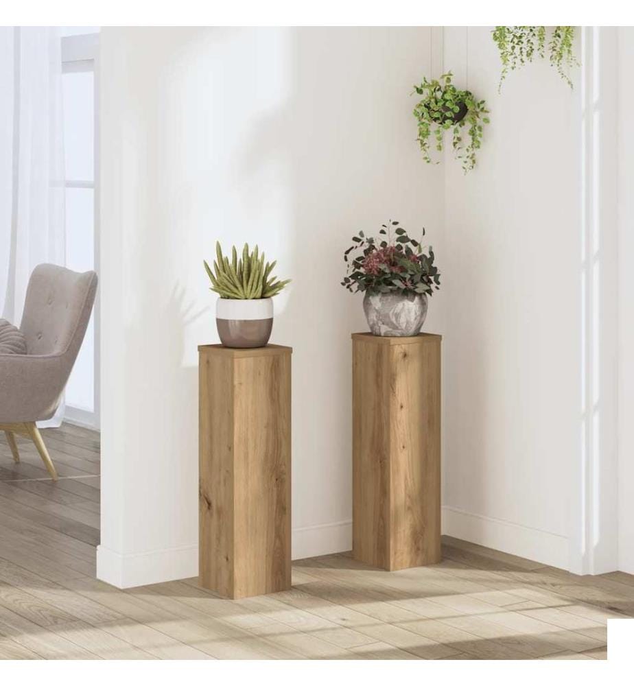 Supports pour plantes 2 pcs chêne artisanal bois d'ingénierie