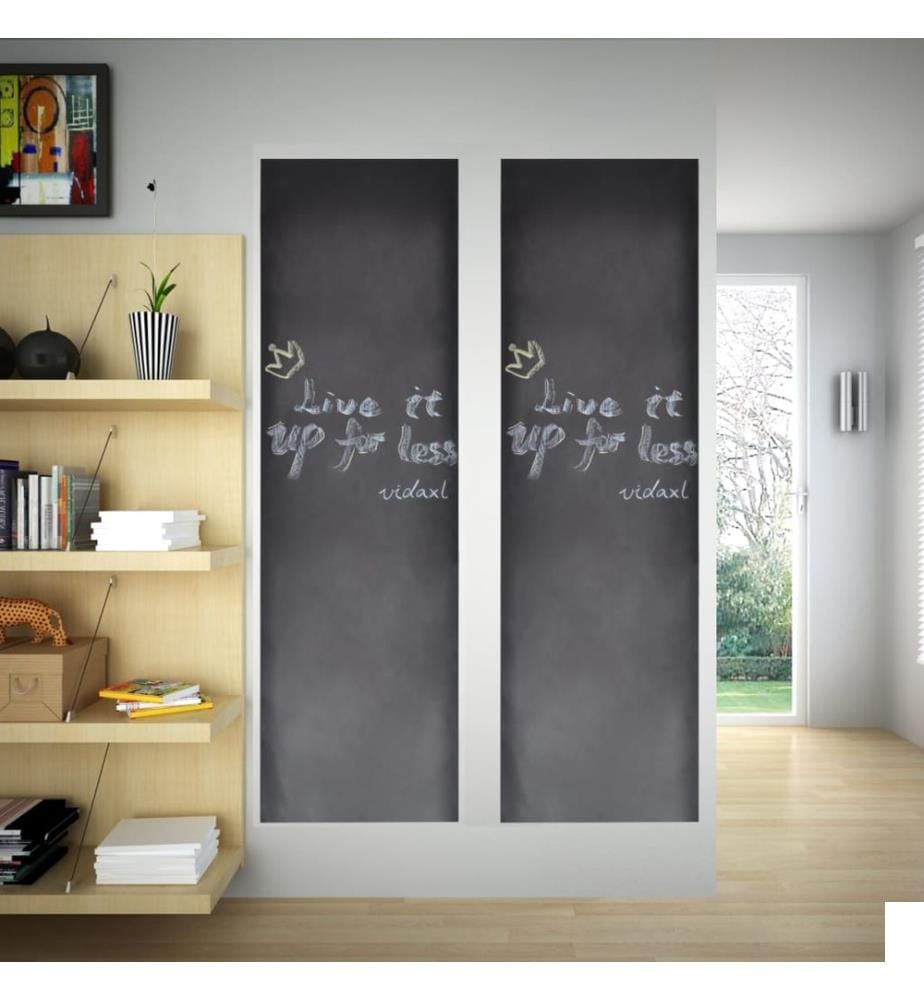 Tableau noir autocollant mural 0,45x2 m 2 rouleaux avec craies