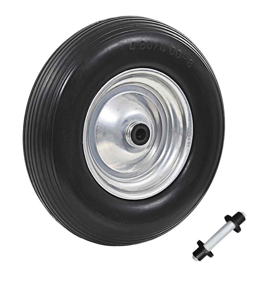 Roue de brouette avec axe PU solide 4.00-8 390 mm