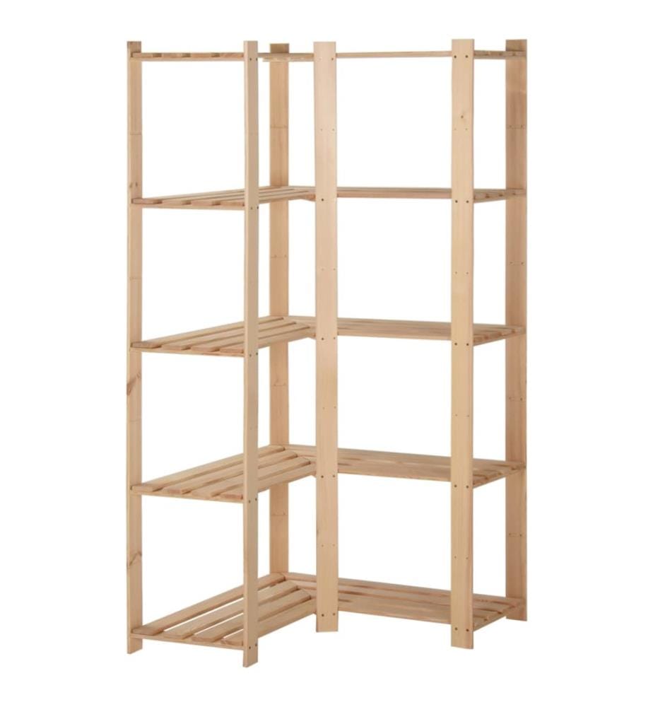 Étagère d'angle de rangement 5 niveaux 82,5x82,5x170 cm Pin