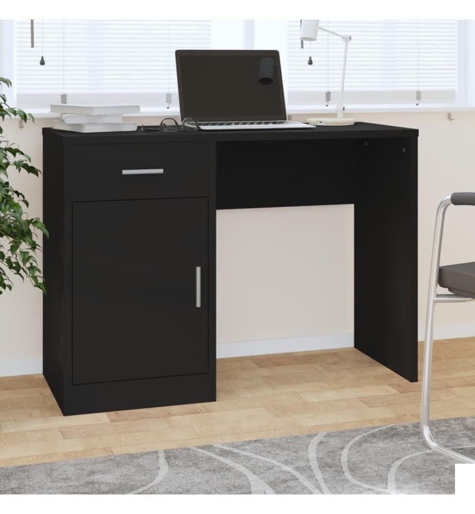 Bureau avec tiroir et armoire Noir 100x40x73 cm Bois ingénierie