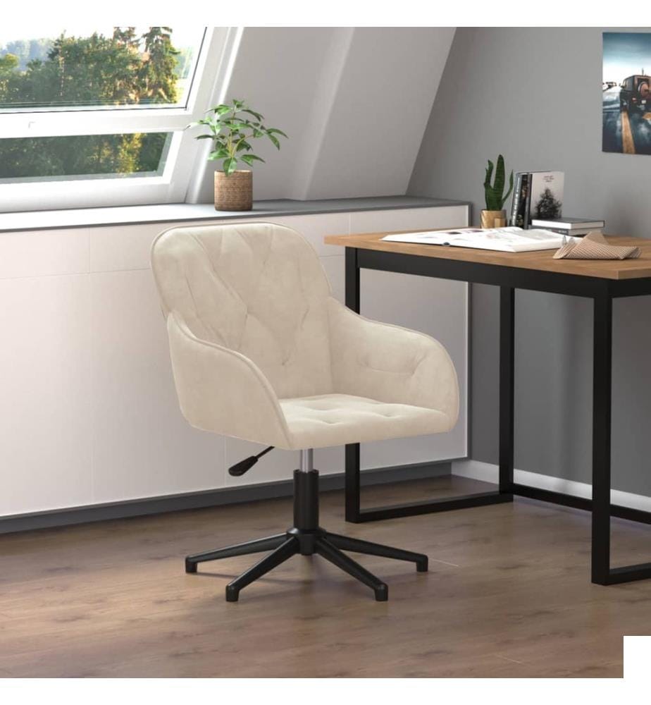 Chaise pivotante de bureau Crème Velours