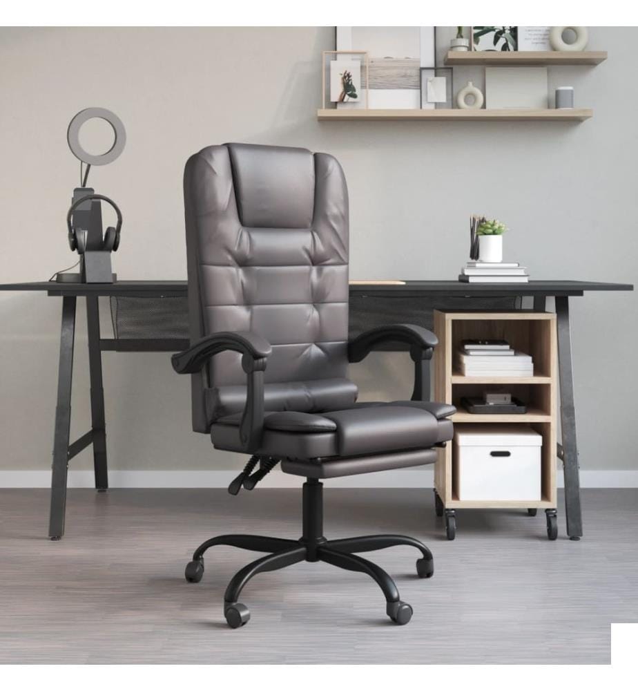 Fauteuil de massage inclinable de bureau Gris Similicuir