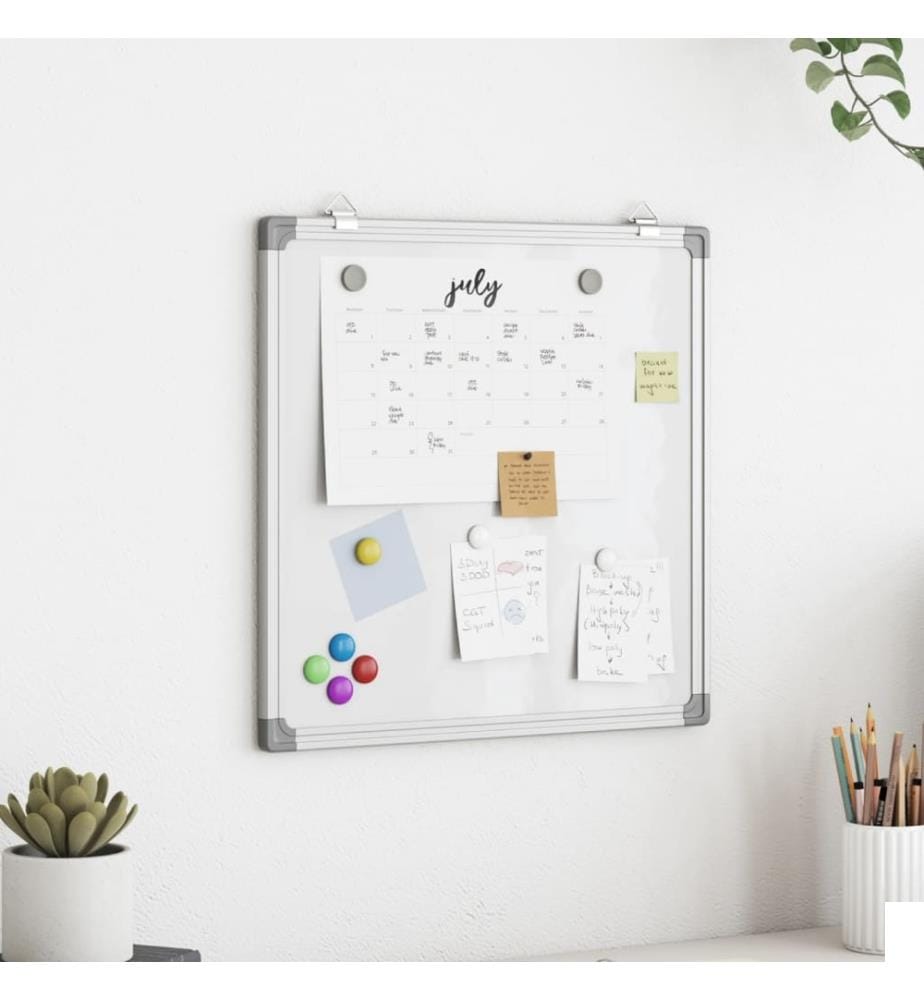 Tableau blanc magnétique 60x60x1,7 cm aluminium