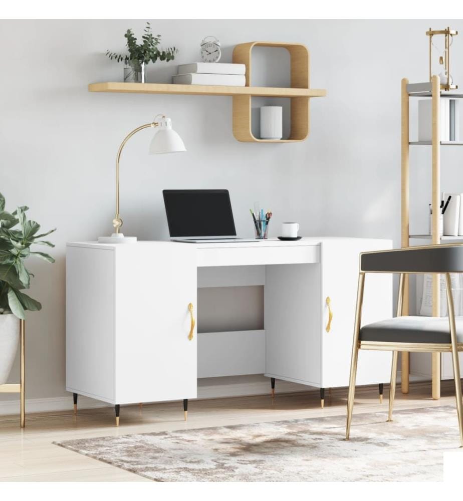 Bureau blanc 140x50x75 cm bois d'ingénierie