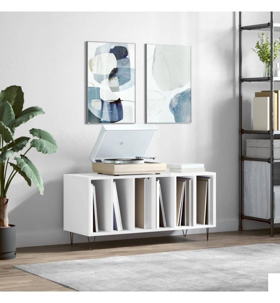 Armoire à disques blanc brillant 100x38x48 cm bois d'ingénierie
