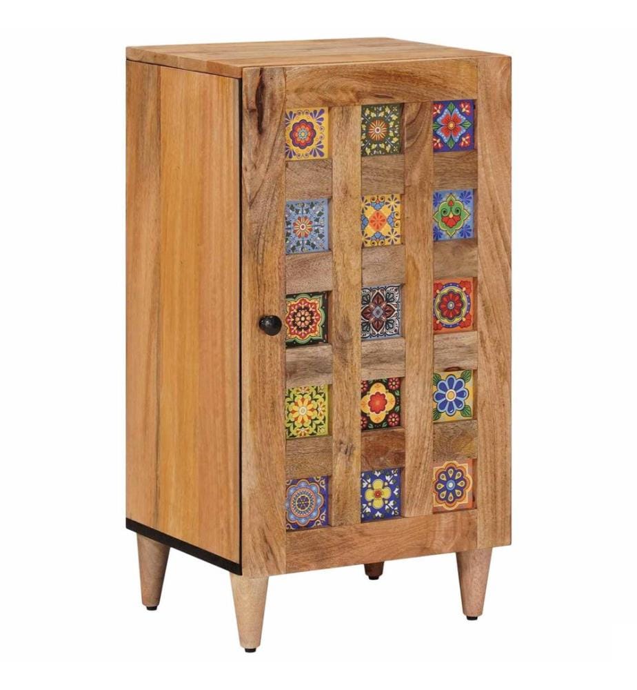 Buffet avec porte Naturel 40 x 33 x 75 cm Bois de mangue massif