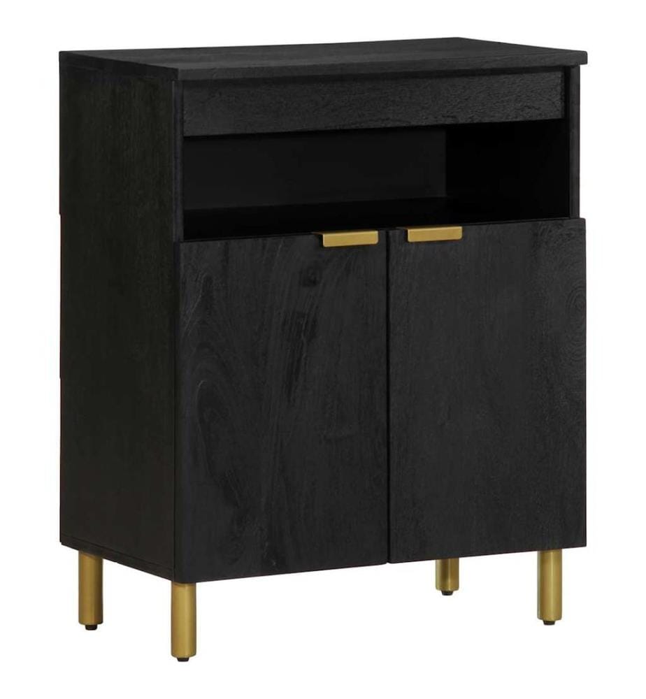 Buffet noir 60x33x75 cm bois d'ingénierie