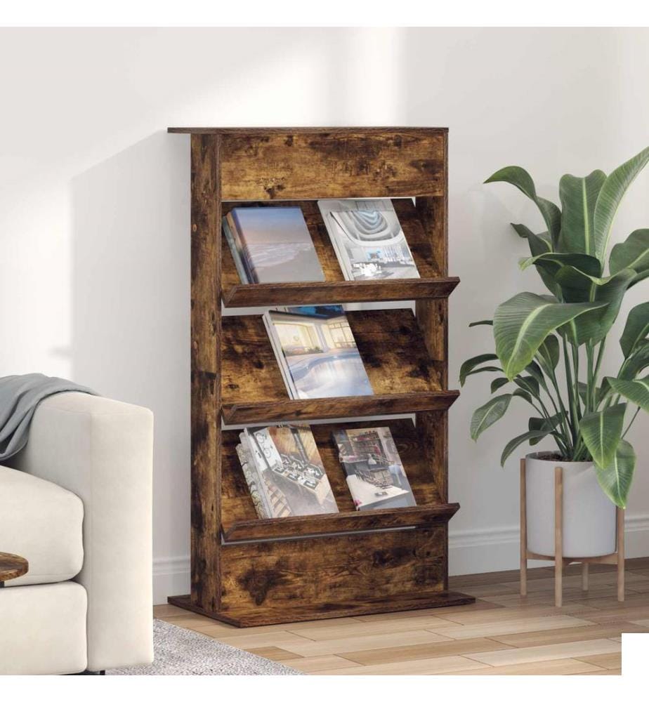 Étagère à magazines avec étagère Chêne fumé 70 x 41 x 126 cm