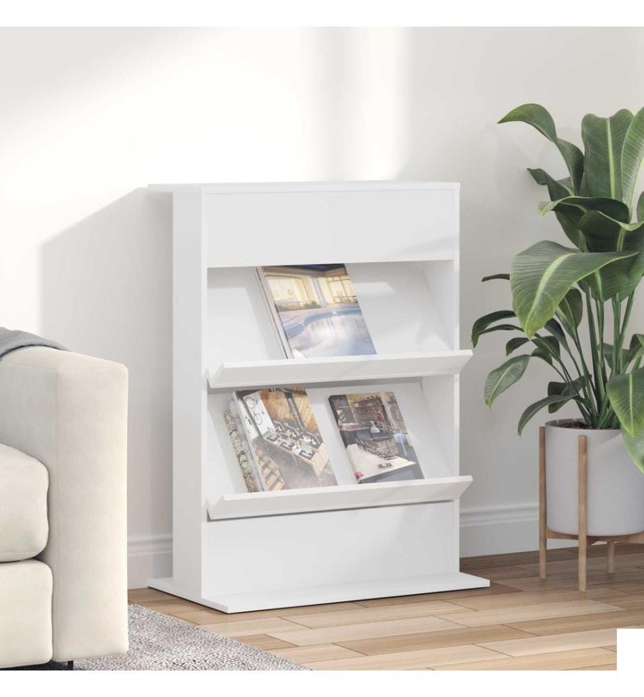 Étagère à magazines Blanc 70 x 41 x 96 cm Bois d'ingénierie