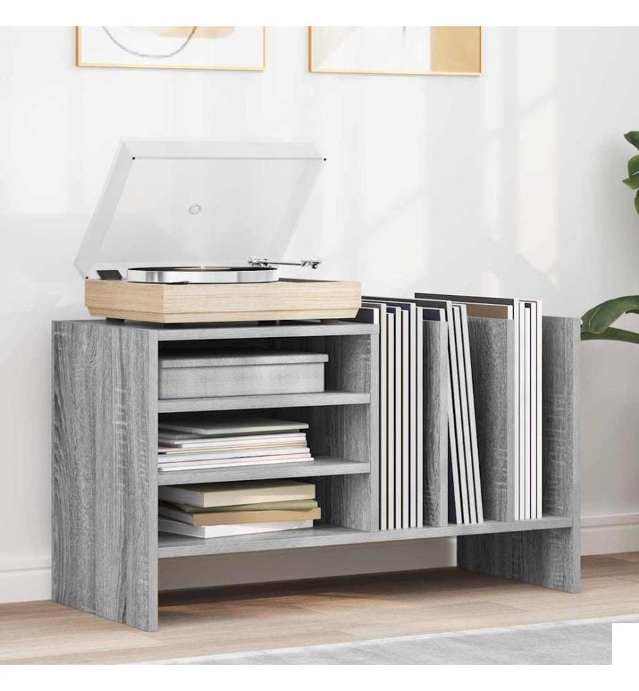 Meuble à vinyles avec étagère Gris Sonoma 78,5 x 35 x 45 cm