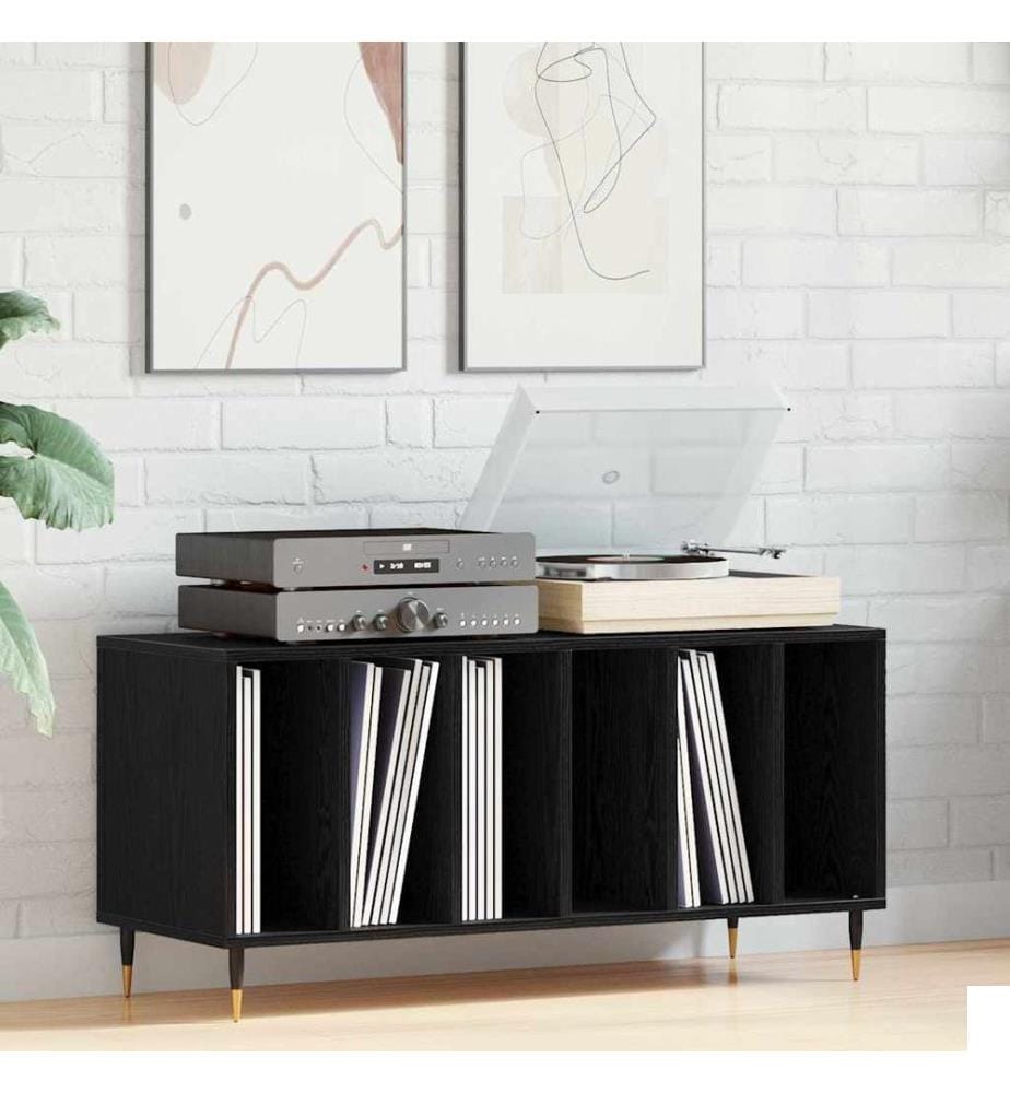 Meuble à vinyles Chêne noir 100 x 38 x 48 cm Bois d'ingénierie