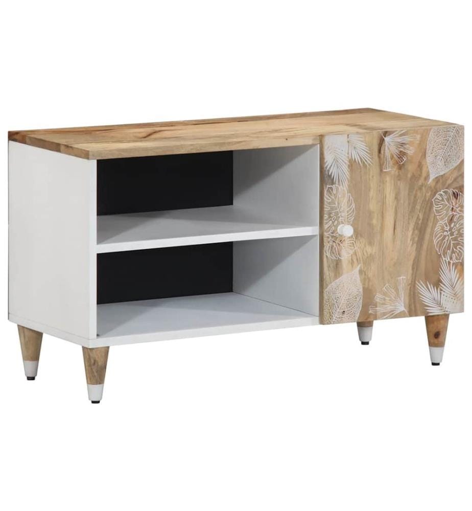 Meuble TV 80x31,5x46 cm bois massif de manguier