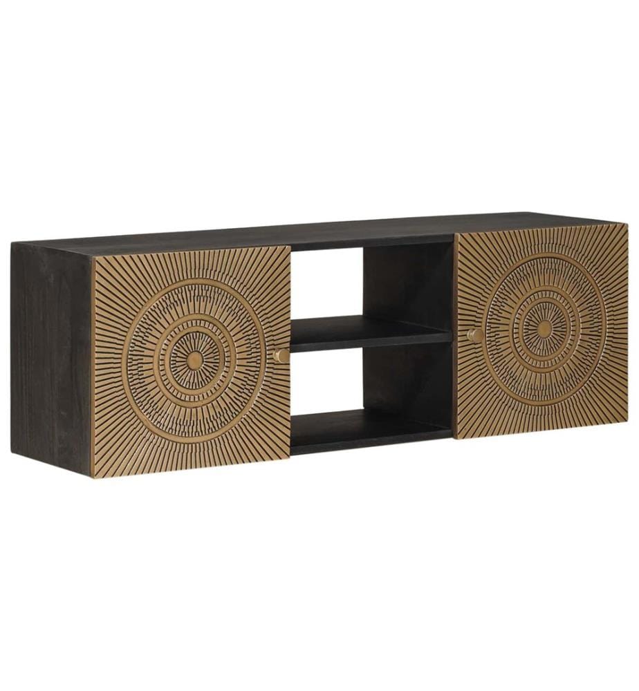 Meuble TV avec étagère avec stockage Laiton 105 x 30 x 35 cm