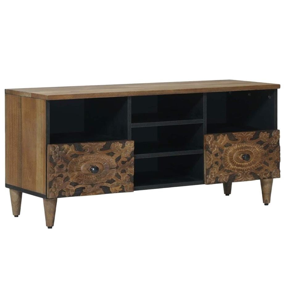 Meuble TV Marron 100 x 33,5 x 46 cm Bois de mangue massif