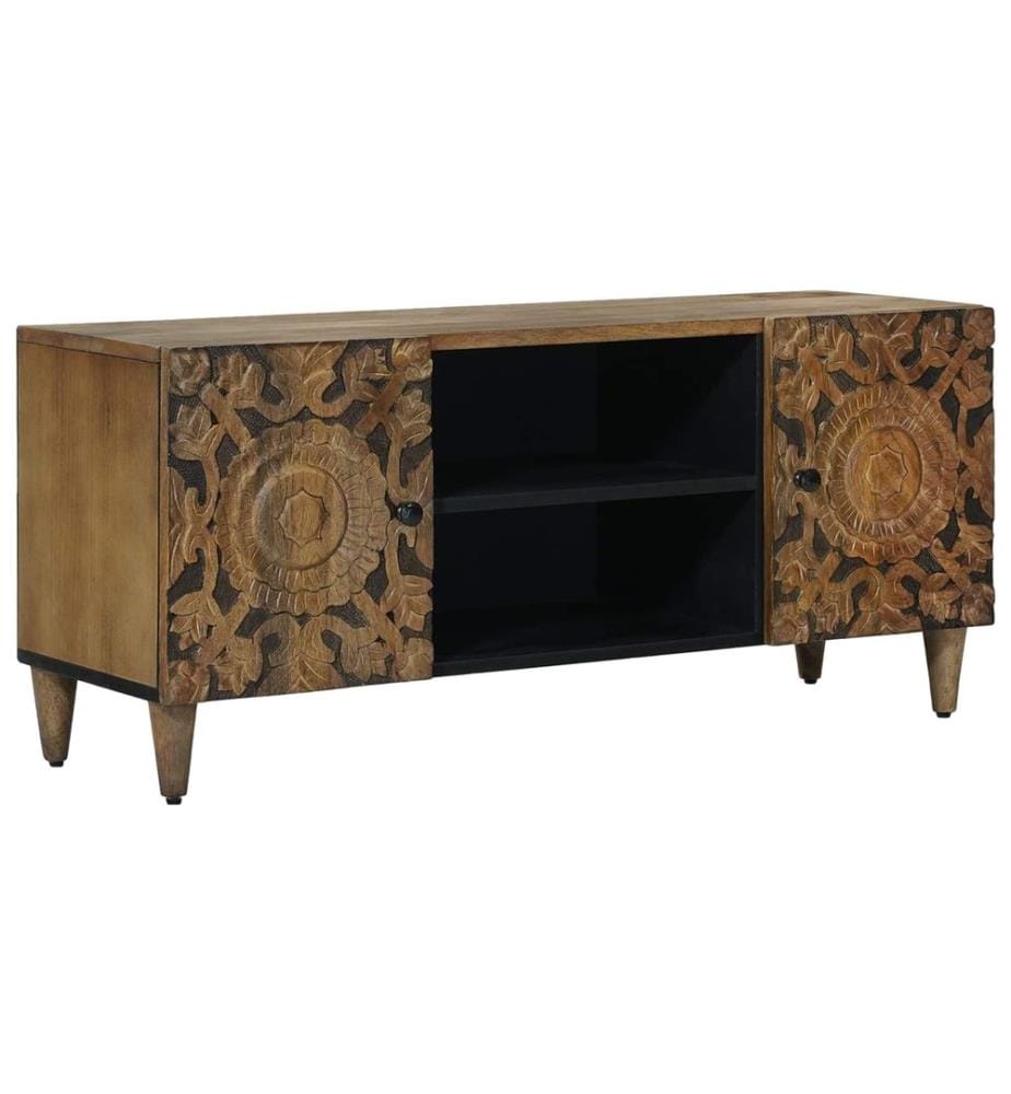 Meuble TV Marron 105 x 33,5 x 46 cm Bois de mangue massif