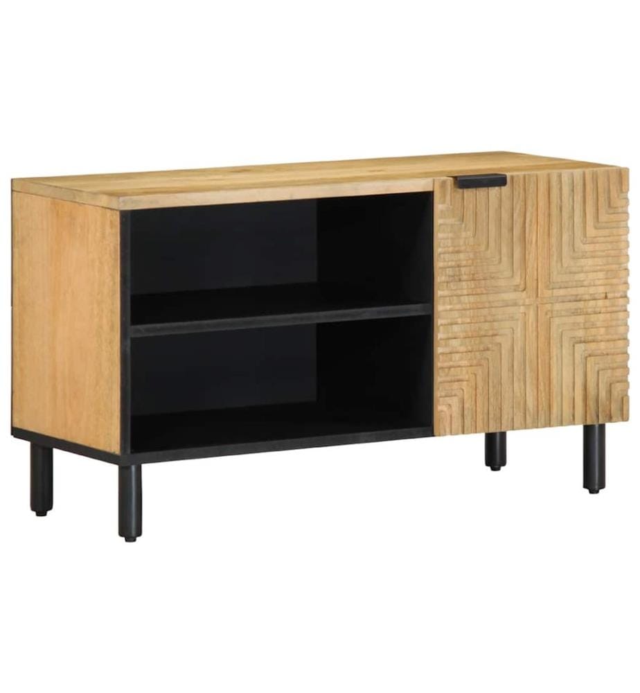 Meuble TV marron 80x31,5x46 cm bois massif de manguier