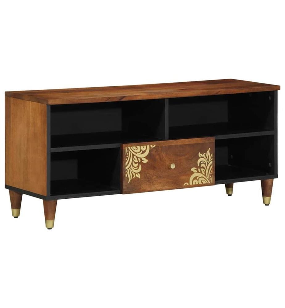 Meuble TV Marron miel 100 x 33 x 46 cm Bois de mangue massif