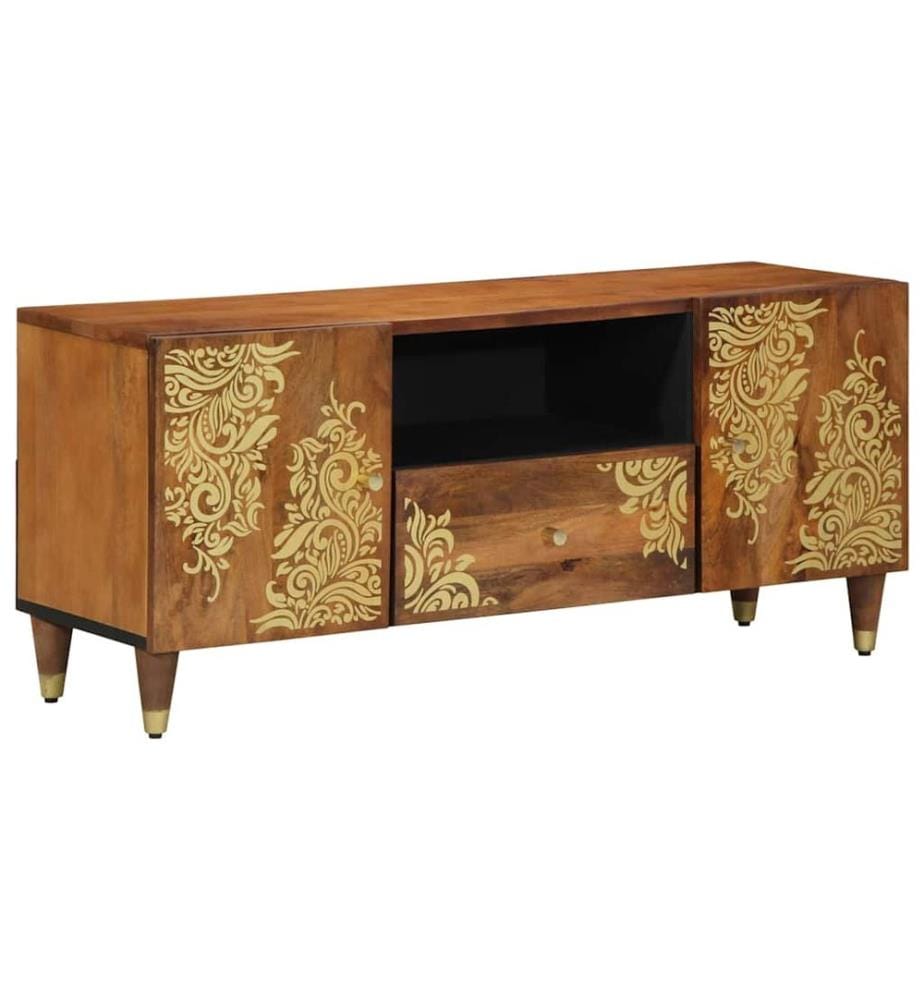 Meuble TV Marron miel 105 x 33 x 46 cm Bois de mangue massif