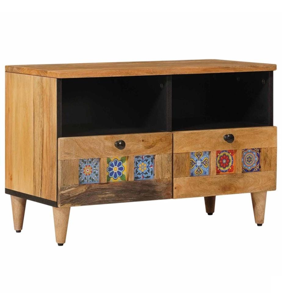 Meuble TV Naturel 70 x 33 x 46 cm Bois de mangue massif