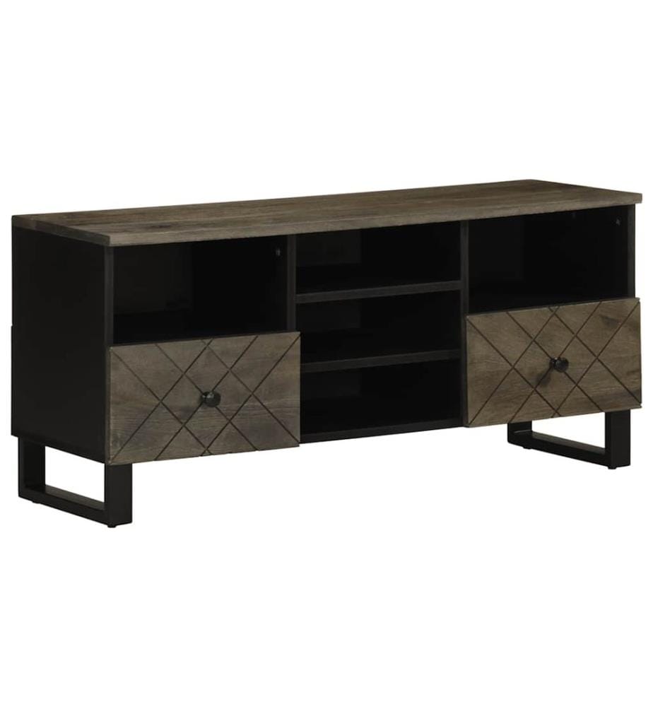 Meuble TV noir 100x33x46 cm bois massif de manguier