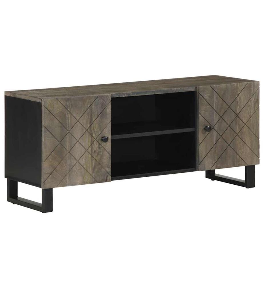 Meuble TV noir 105x33x46 cm bois massif de manguier