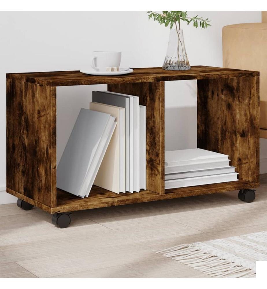 Armoire roulante chêne fumé 72x33x42,5 cm bois d'ingénierie