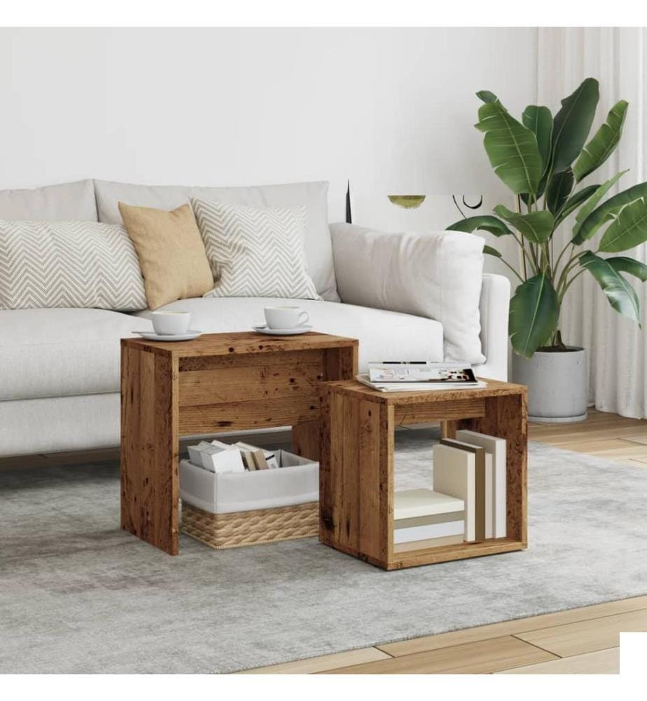 Tables basses gigognes 2 pcs vieux bois bois d'ingénierie