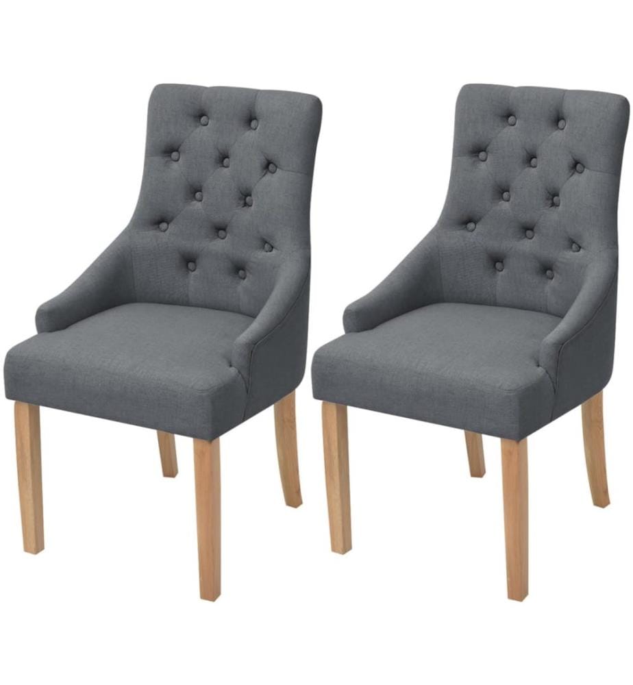 Chaises à manger lot de 2 gris foncé tissu