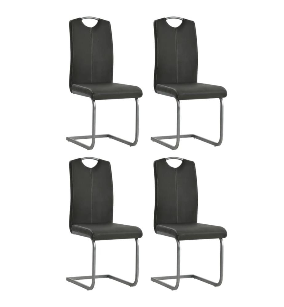 Chaises à manger cantilever lot de 4 gris similicuir