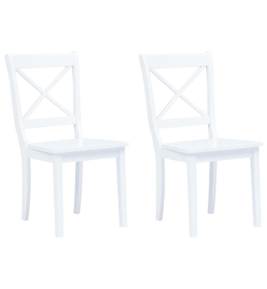 Chaises à manger lot de 2 blanc bois hévéa massif
