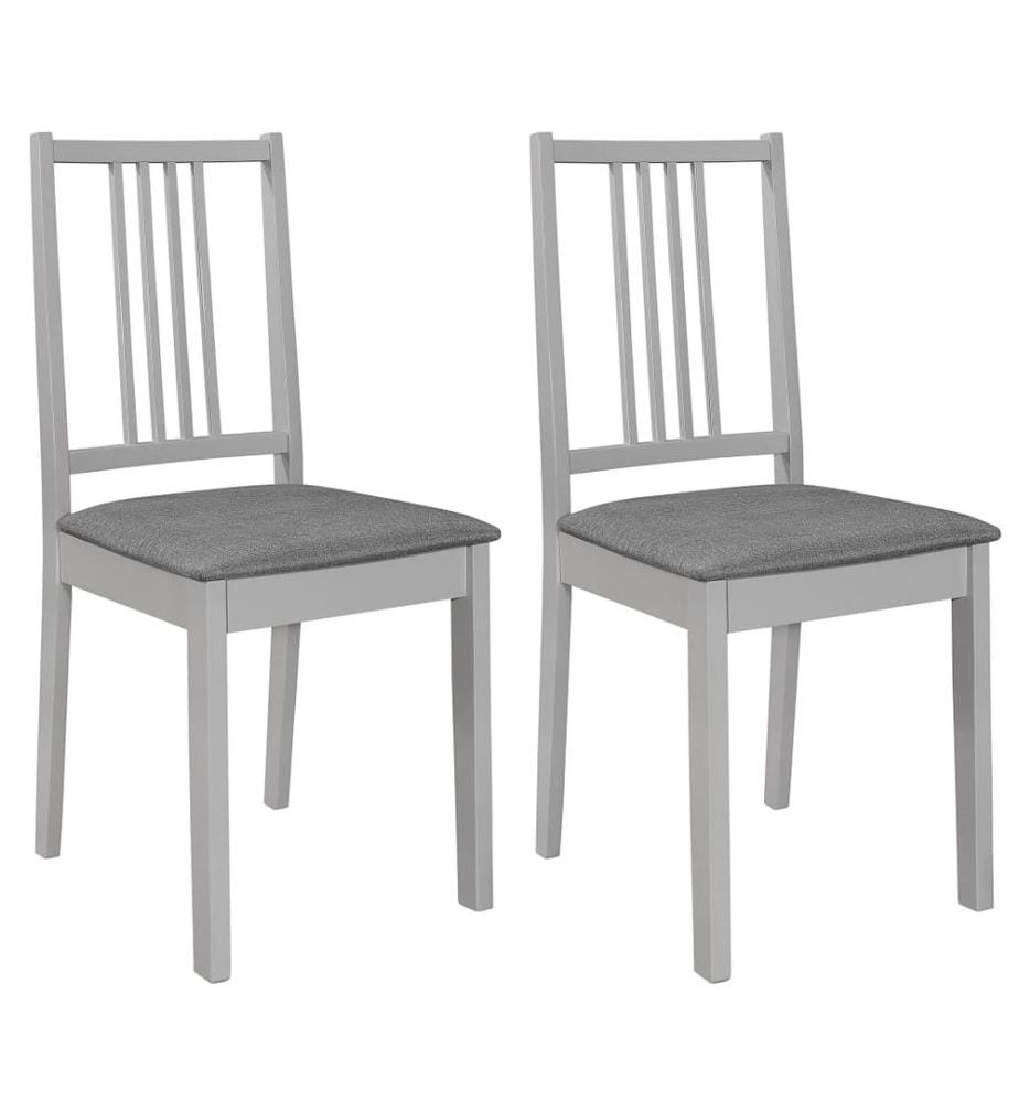 Chaises à manger avec coussins lot de 2 gris bois solide