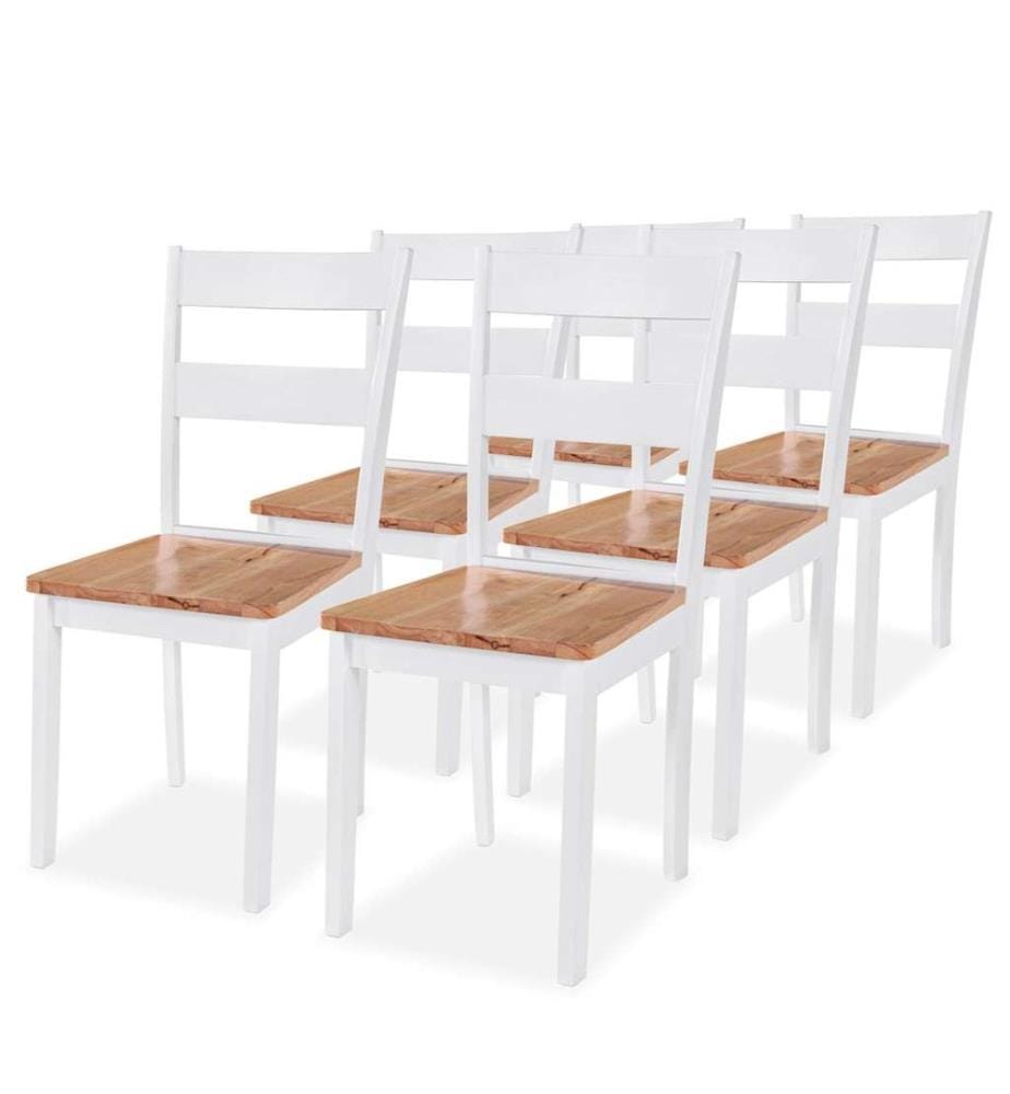 Chaises à manger lot de 6 blanc bois d'hévéa massif