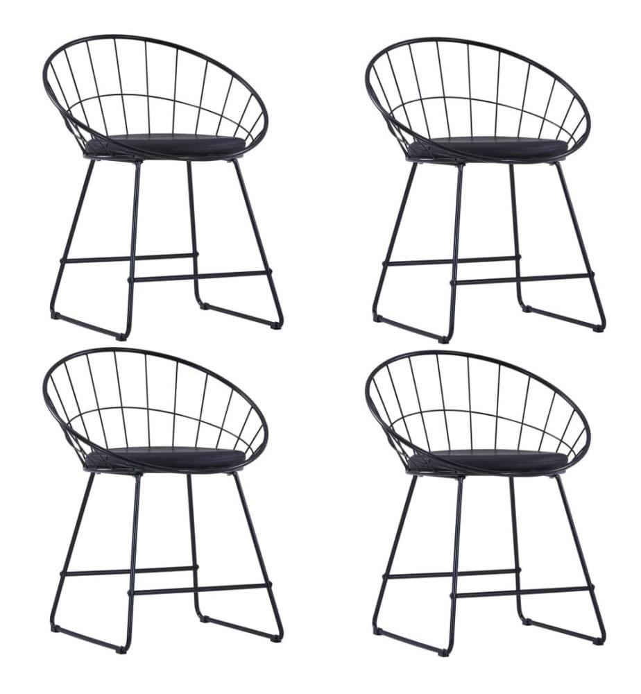 Chaises à manger similicuir lot de 4 noir acier