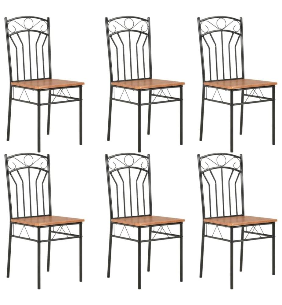 Chaises à manger lot de 6 marron MDF