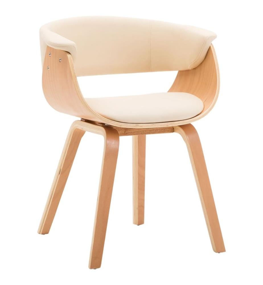 Chaise à manger crème bois courbé et similicuir