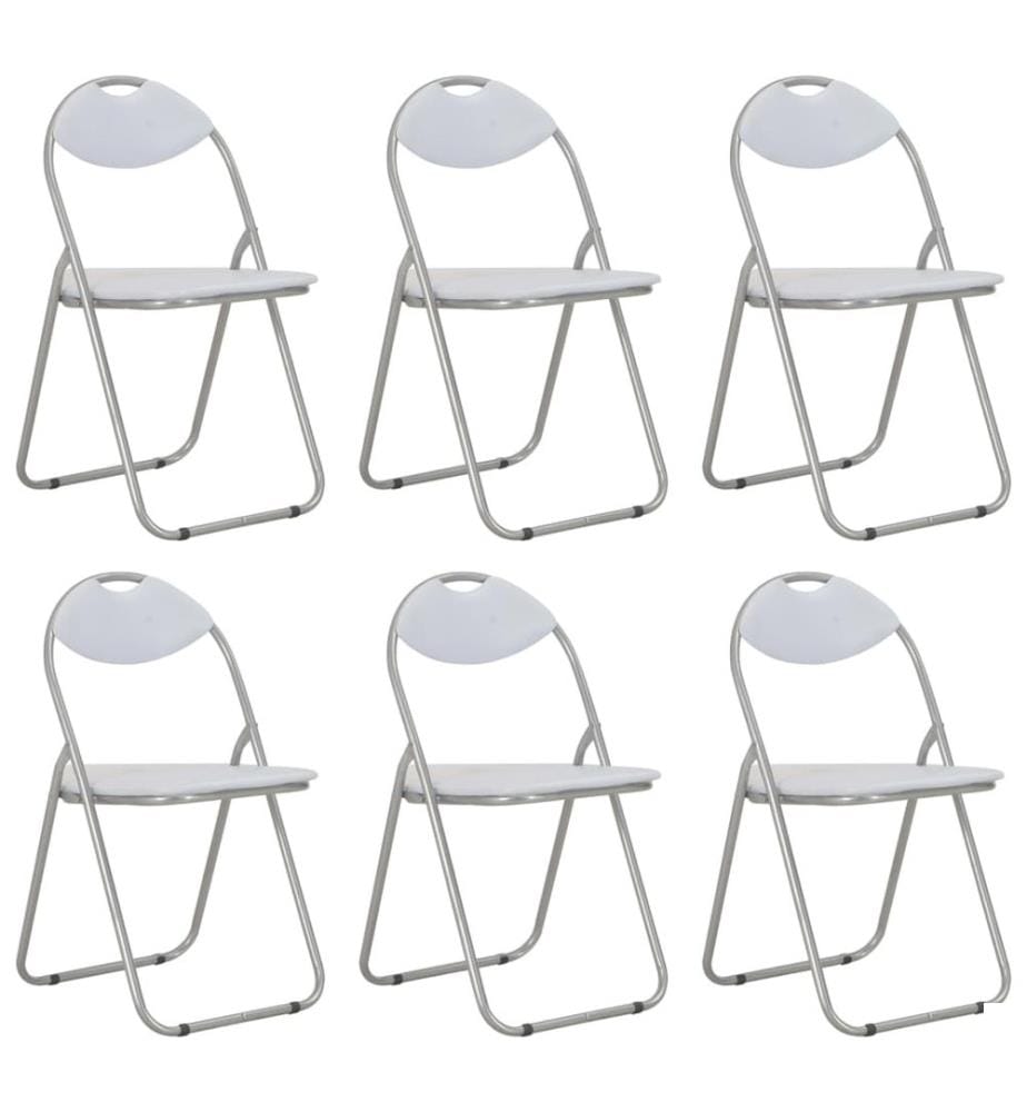 Chaises pliantes à manger lot de 6 blanc similicuir