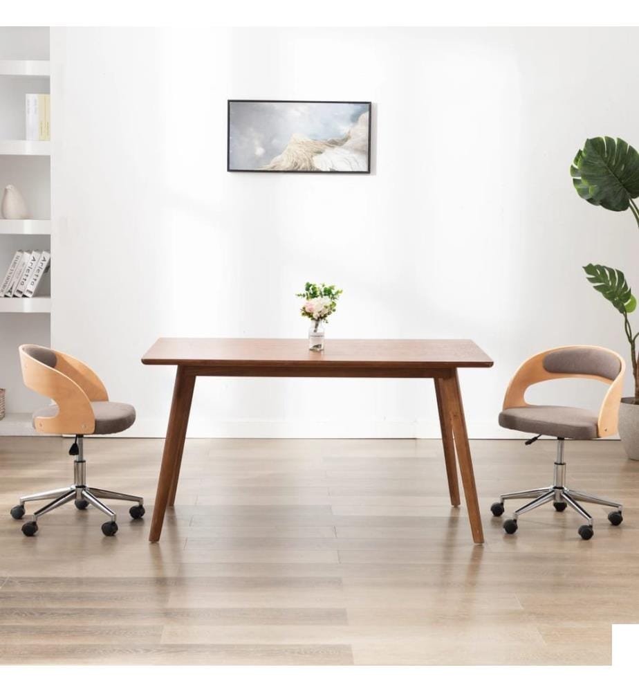 Chaise pivotante à manger Taupe Bois courbé et tissu
