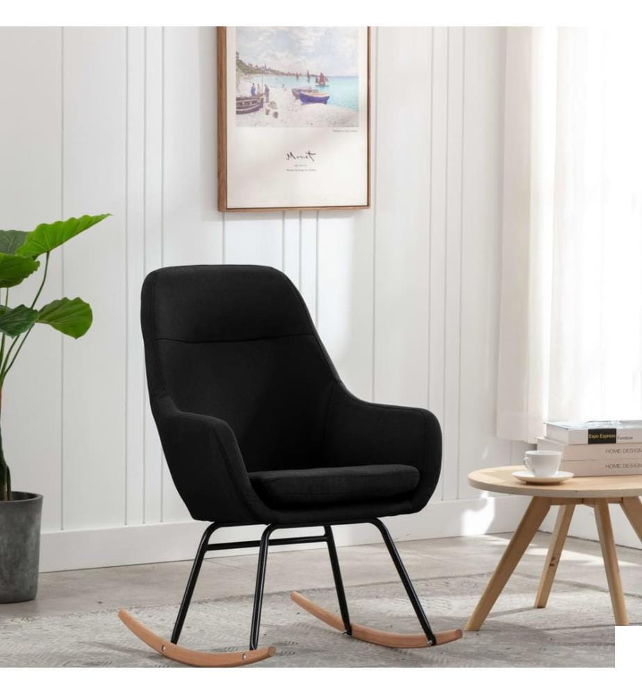 Chaise à bascule Noir Tissu