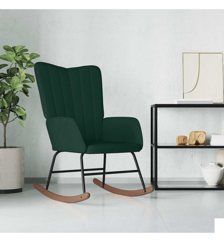 Chaise à bascule Vert foncé Velours