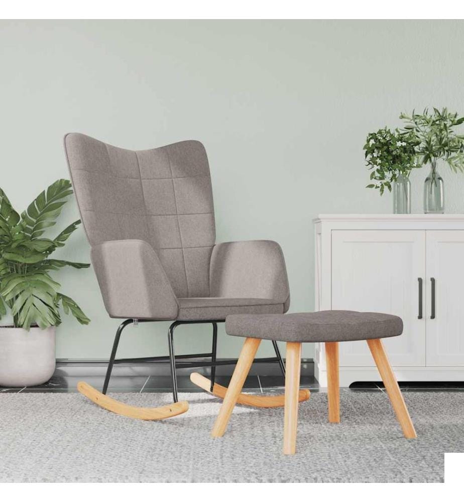 Chaise à bascule avec tabouret Taupe Tissu
