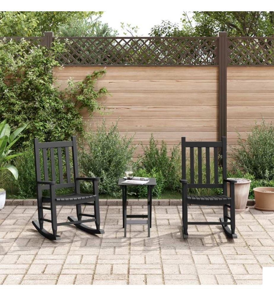 Chaises à bascule enfants lot de 2 noir bois de peuplier massif