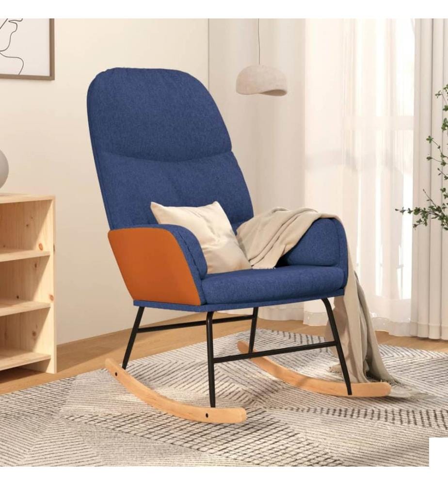 Chaise à bascule Bleu Tissu