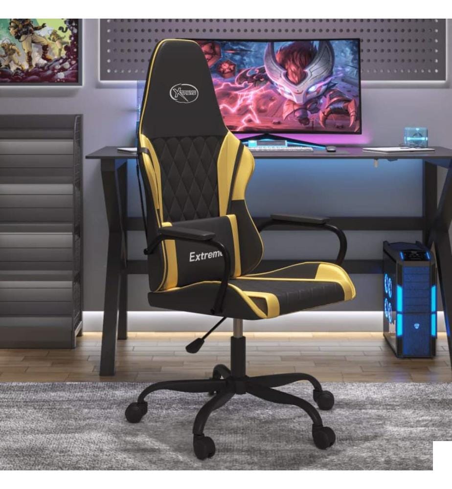 Chaise de jeu de massage Noir et doré Similicuir