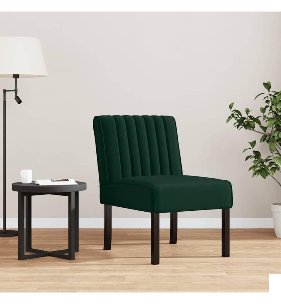 Fauteuil sans accoudoirs vert foncé velours