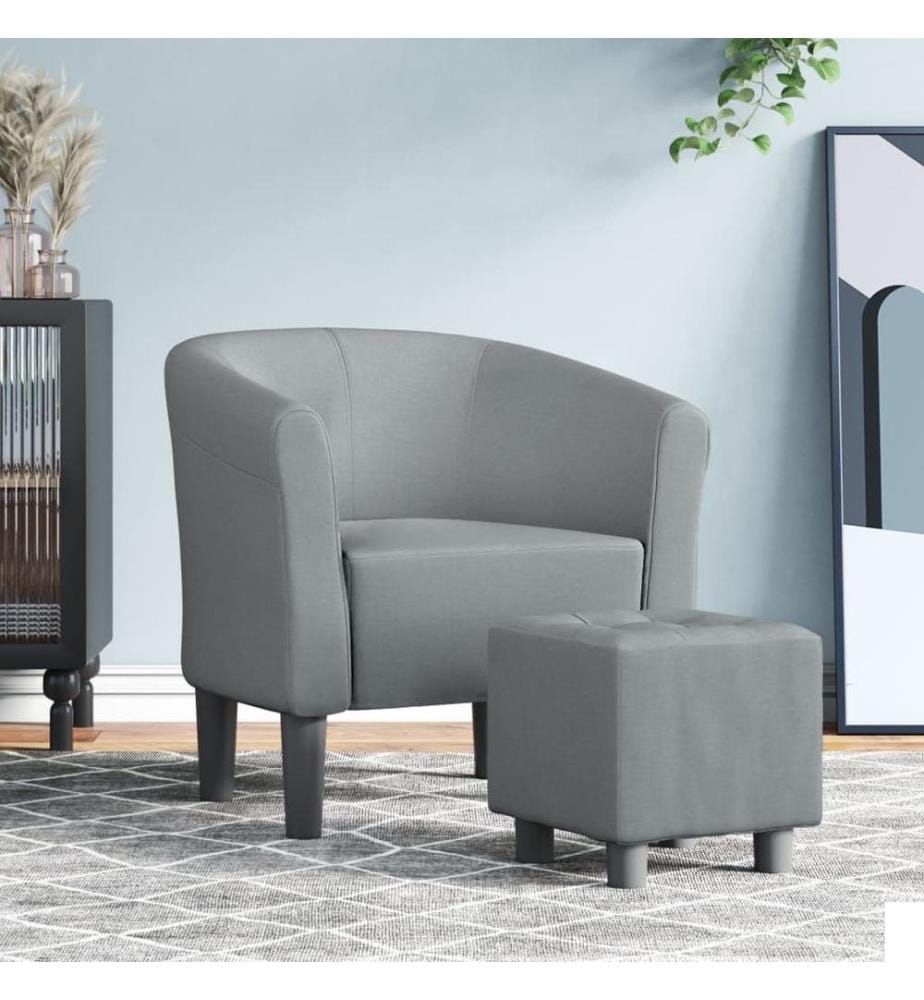Chaise cabriolet avec repose-pied gris clair tissu