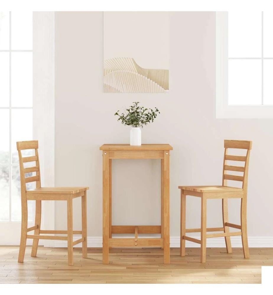Tabourets de bar 2 pcs naturel bois massif d'hévéa